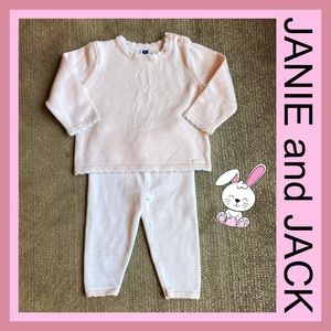 🐰JANIE and JACK BABY LIGHT PINK 2pc. BUNNY SWEATER SET